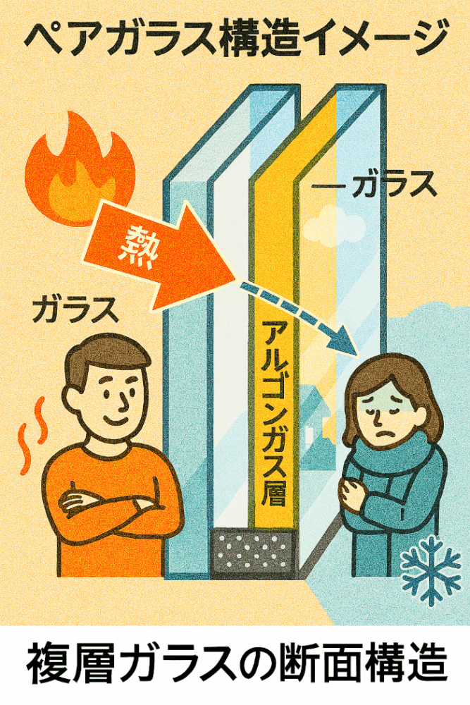 複層ガラスの断面構造