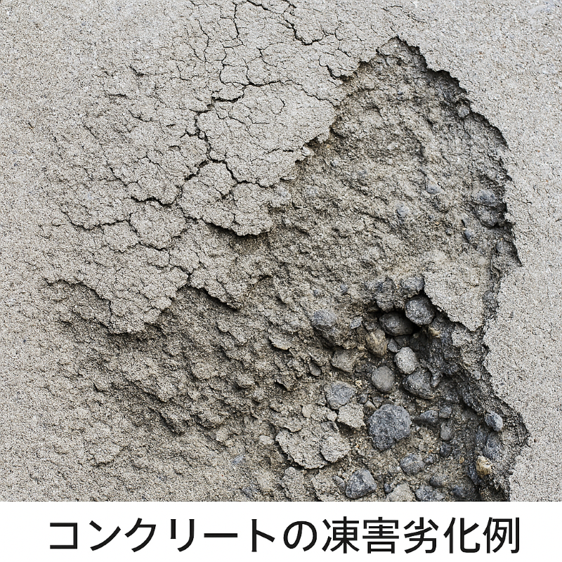 凍害によるコンクリート劣化